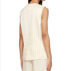Loulou Studio Ivory and Navy Striped Cetina Vest
